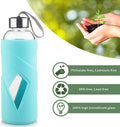 32 OZ Borosilicate Glass Water Bottle BPA Free Reusable Glass Drinking Bottle with Silicone Sleeve and Stainless Steel Lid Light Blue