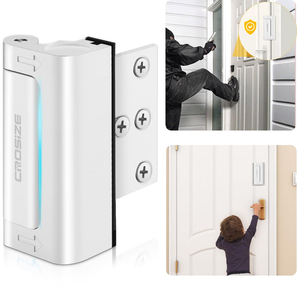 Home Security Door Lock, Upgraded Metal Door Reinforcement Lock, 3" Withstands 800 Lbs of Impact for Inward Swing Doors, Defender Security Door