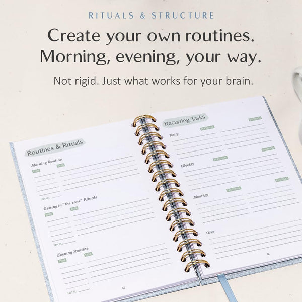 The ADHD Planner - Undated Daily Weekly Schedule Organizer Journal for Disorganized People - Habit Tracker Record Emotions & Mood - Academic Goals