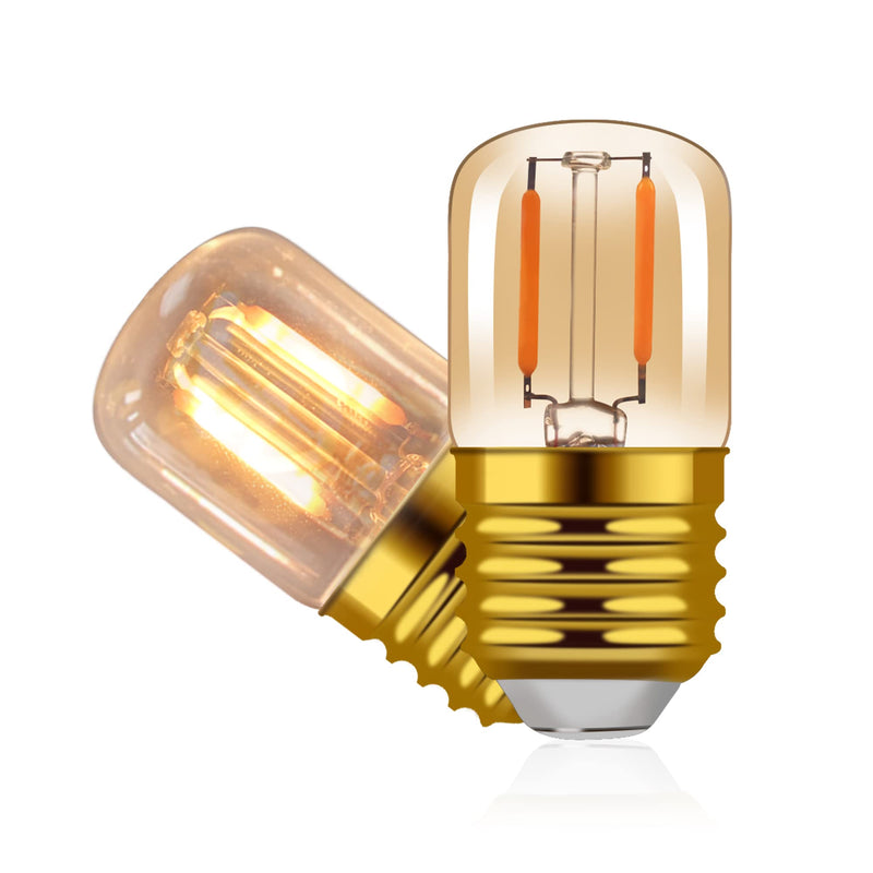 E26 LED Amber Night Light Bulbs 1W, T28 Mini Edison Tube Lamp 2200K Warm, 10W Incandescnet Equivalent,Non-Dimmable Replacement Decorative Bulb