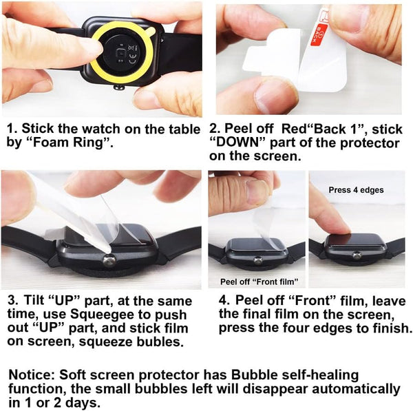 Screen Protector Compatible with Bestinn 1.47" and Mindrose H80 1.47Ã¢ÂÂ Smartwatch, Soft TPU, 6 Pieces, Bubble Self-Healing
