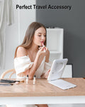 Rechargeable Travel Mirror with Light 7x5 Inch 1x/10x-white