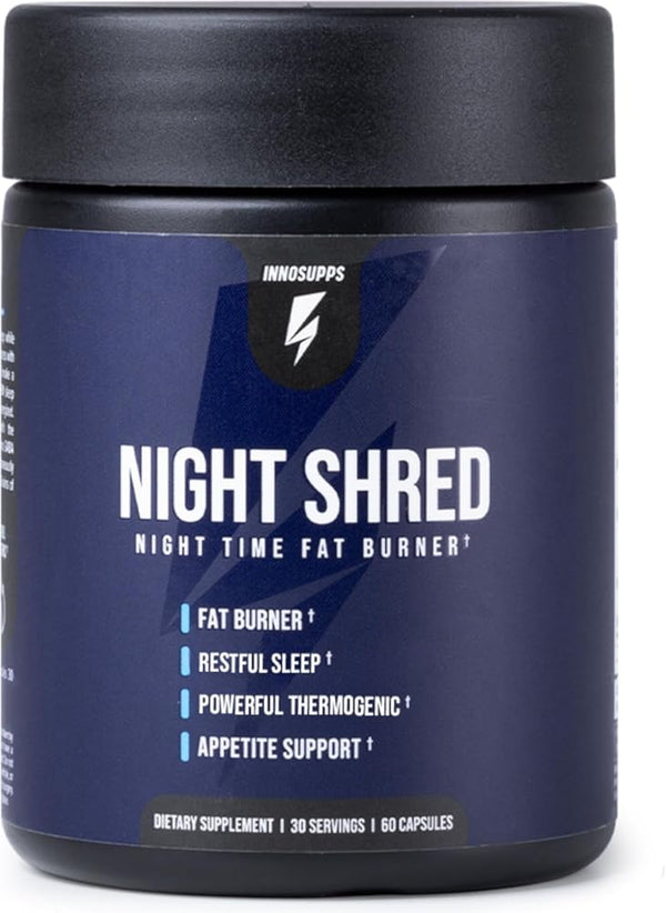 Night Shred Fat Burner and Natural Sleep Support | Ashwaganda, 5-HTP, CLA, Melatonin | Appetite Suppressant | Weight Loss Support Nighttime Fat