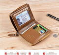 Men Wallet Zipper Genuine Leather Purs, Aiks Kangaroo Wallets, PU Stylish Soft Simple Design RFID Protected Wallet (Retro Black)