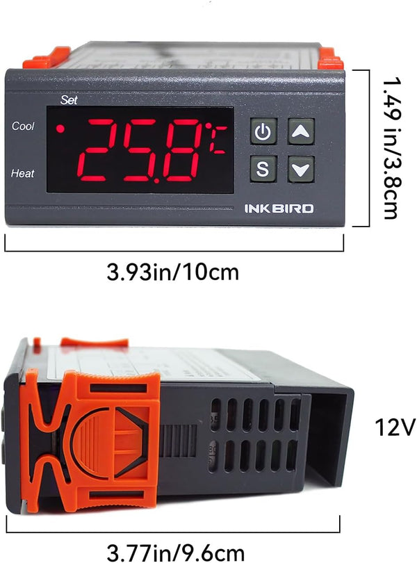 Inkbird Dual Stage DV 12V Digital Temperature Controller Fahrenheit Thermostat Heating and Cooling for Homebrewing Brew Fermenter Fridge Incubator
