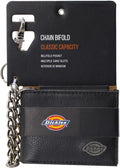 Dickies Men's RFID Everyday Leather Bifold Chain Wallet Black One Size Pebbled Black