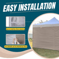 10x10 Pop Up Canopy Tent Sidewalls - Straight Leg Compatible, 300D Waterproof Polyester with 99% UV Protection, 3 Piece Khaik Wall Set Fit 10x10