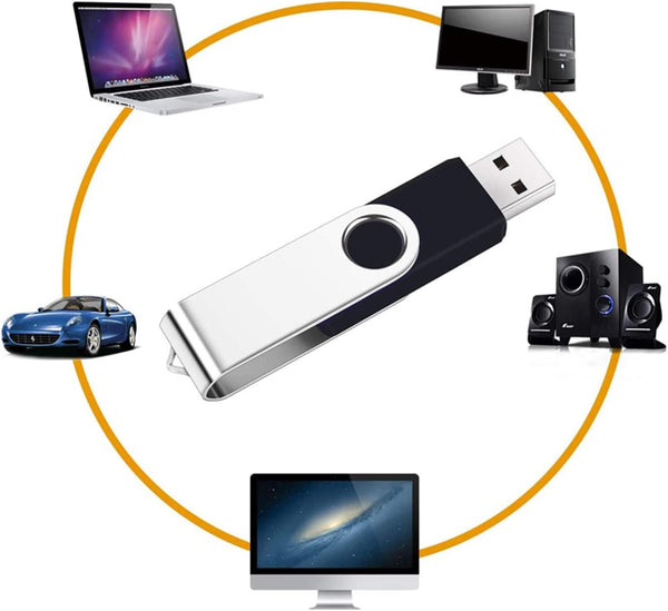 2 Pack 64GB USB Flash Drive USB 2.0 Thumb Drives Jump Drive Fold Storage Memory Stick Swivel Design - Black 1 Count (Pack of 2) 64 GB