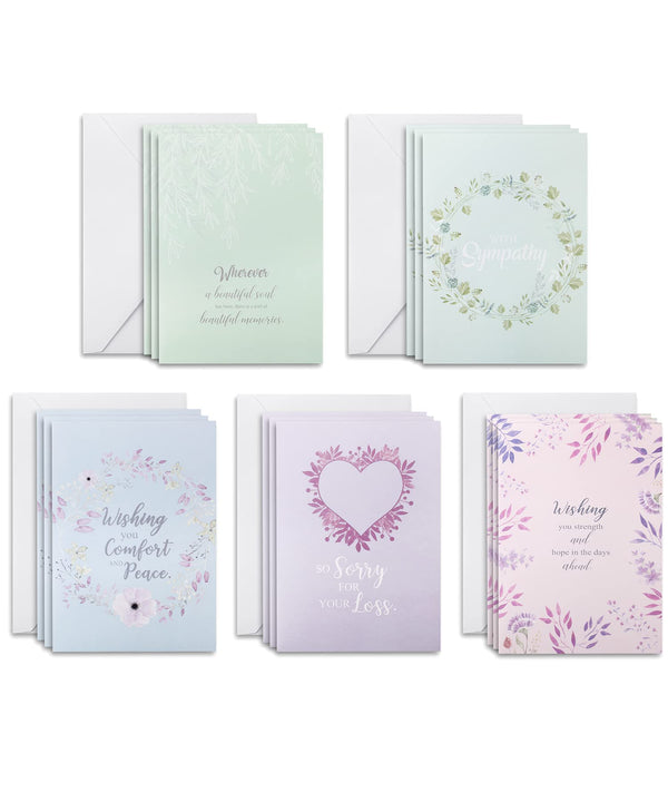 Mr. Pen Sympathy Cards Assortment, 15 Count, 7 x 10 Inches | Includes Envelopes Colorful