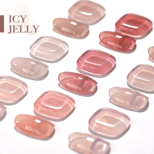 GAOY Jelly Nude Gel Nail Polish Set, 6 Transparent Colors Sheer Red Pink Brown Soak Off UV Light Cure Gel Polish Kit for Salon and Nail Art DIY at