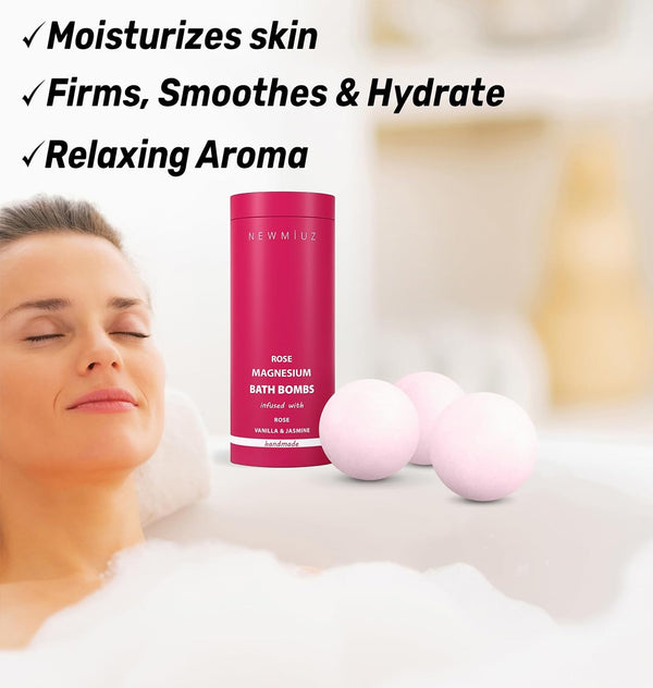 Rose Vanilla Bath Bomb Mega Foaming Bubbles Infused with Vanilla Jasmine Luxurious Spa Bath Essentials Nourishing Dry Skin Stress Relief Bath Gift