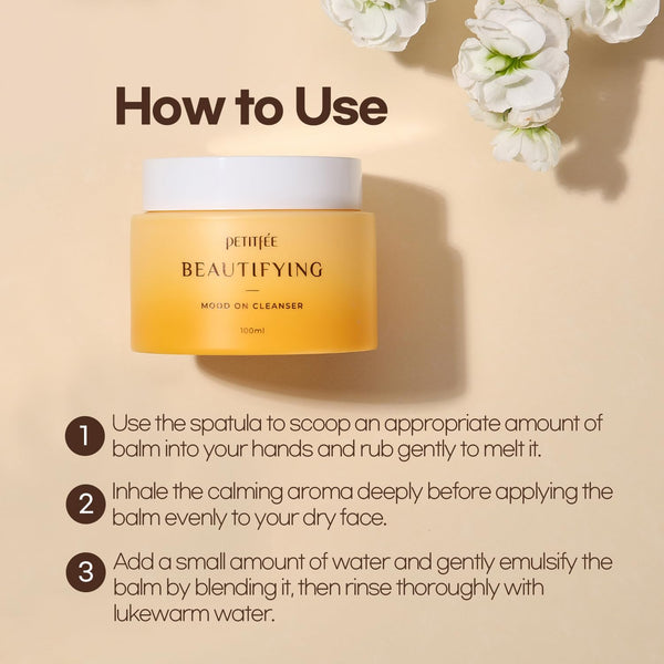 Petitfee Beautifying Mood on Cleanser 3.38 Fl. Oz. (100Ml) - Cleansing Balm, Makeup Removal, Pore Cleansing, Dissolves Sunscreen, Moisturizing