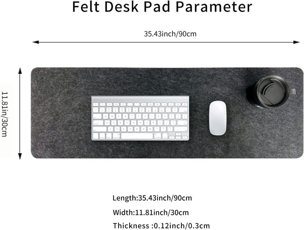 Felt Desk Mat | Computer Mat for Desk(36x12Inches) | Large Felt Mouse Pad and Keyboard Mat | Desk Protector for Office | Dark Gray Dark Gray 36" x 12"