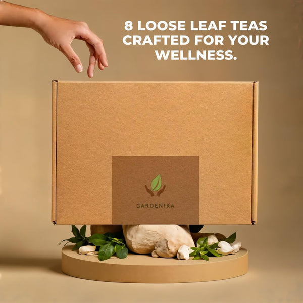 Gardenika Organic Loose Leaf Tea Sampler – 8 Pack, 1 LB – Herbal and Naturally Caffeine-Free Set - Ayurvedic Assortment Blend Sampler (8 Pack, 1 lb)