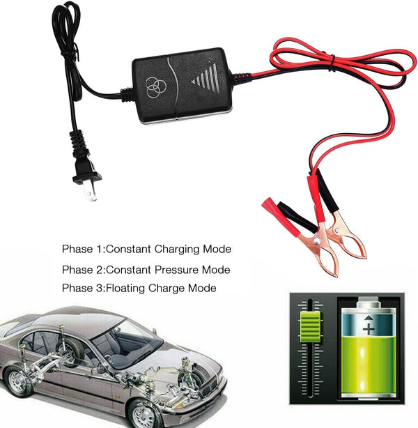 12V Sealed Lead Acid (SLA) Battery Charger 1000mA, Battery Charger Maintainer 12v Trickle Charger for Boats Motorcycles ATVs Riding Mowers & Car