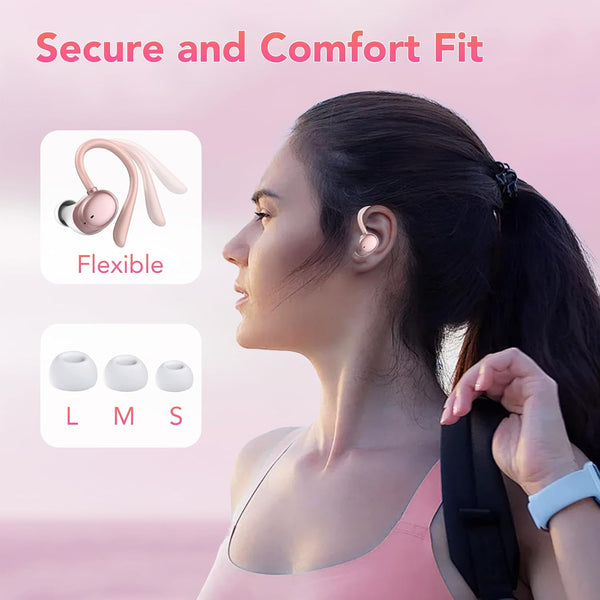 KT1 Wireless Earbuds V5.3, 120H Playtime, Bluetooth Earphones for Small Ear, IPX7 Waterproof Running Headphones, Deep Bass, over Ear Sport