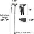 FSA/HSA Eligible, Vaunn Medical Easy Grip Height Adjustable Folding Cane/Walking Stick with Strap/Pouch- Compact, Portable, and Safe Walking
