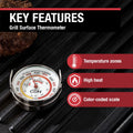CDN Grill Surface Thermometer | Proaccurate®, Temperature Zones, High Heat, Color-Coded Scale - Laboratory Glass Lens - Perfect for Grill, BBQ,
