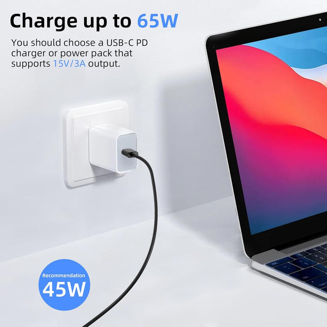 P45W 15V 3A Compatible with Microsoft Surface Pro 3/5/6/7Go3/2/1 Laptop 4/3/2/1 Type-C to Surface Nylon Braided Cable Po