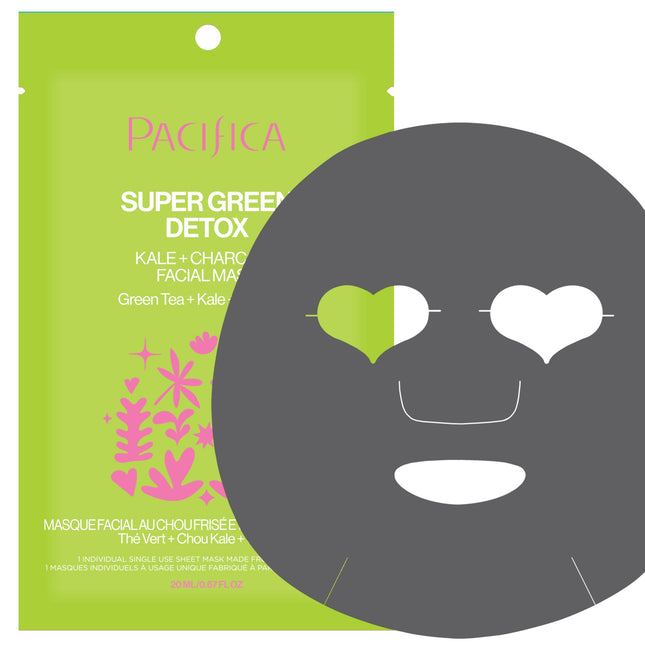 Pacifica Super Green Detox Sheet Mask Ã¢ÂÂ Charcoal, Kale & Clay Pore Cleansin