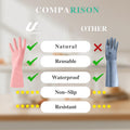 URSMART Reusable Household Gloves - Waterproof Rubber Latex Cleaning Laundry Gloves Dishwashing Gloves for Kitchen Dish Washing Laundry Cleaning