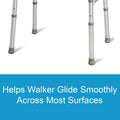 Carex Walker Glides with Auto-Brakes for Seniors & Adults, Walker Feet Glides, Universal Fit Replacement Tips to Back Legs, Rubber Feet, Sliders
