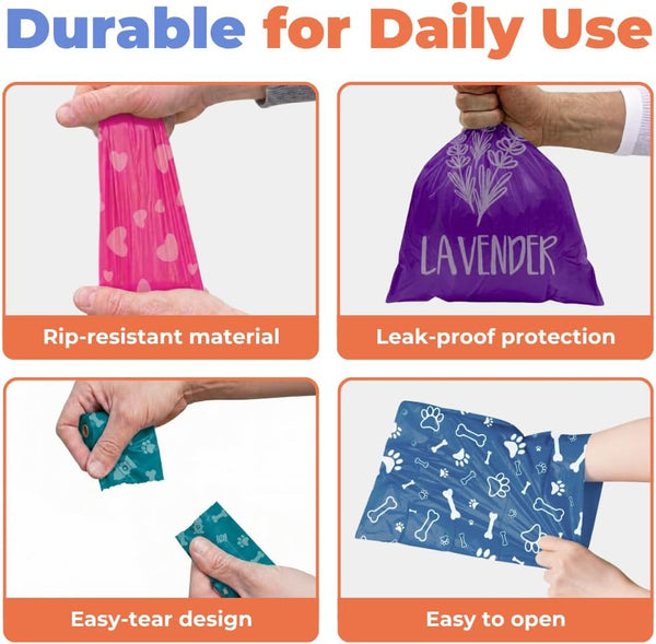 Best Pet Supplies Dog Poop Bags for Waste Refuse Cleanup, Doggy Roll Replacements for Outdoor Puppy Walking and Travel, Leak Proof and Tear