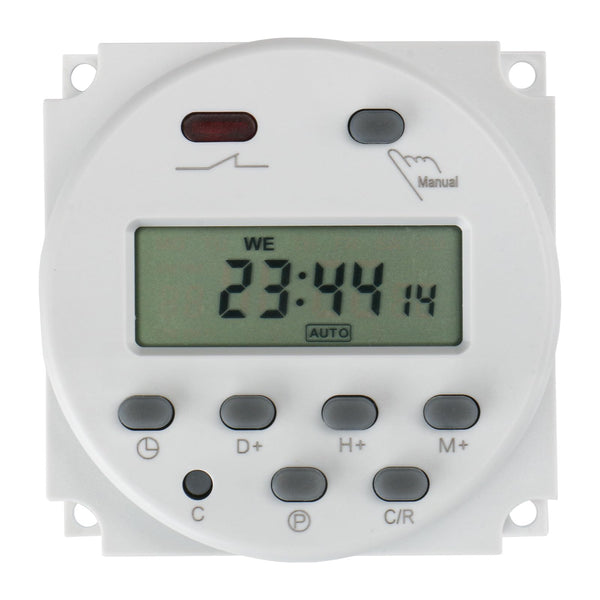 Baomain Time Switch Relay,Digital LCD Programmable Timer,110V AC Input,200-250V 16A Output,28 Programs Daily/Weekly Schedule,CN101A for Lighting