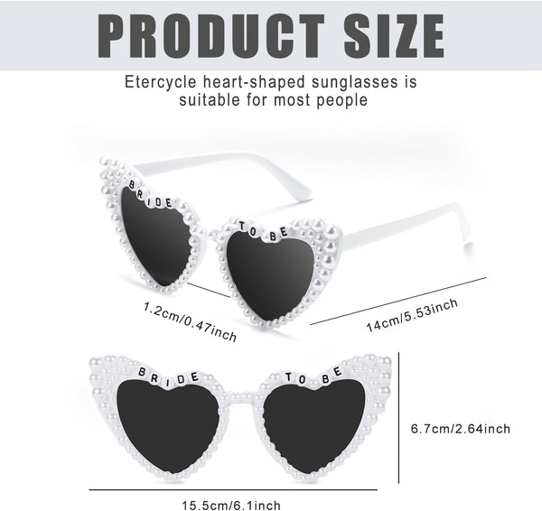 Etercycle Heart Sunglasses, Bride to Be Gifts Bachelorette Party Bride Sunglasses, Cute Glasses for Women Bachelorette Party