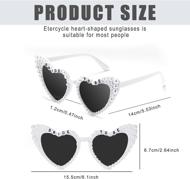 Etercycle Heart Sunglasses, Bride to Be Gifts Bachelorette Party Bride Sunglasse