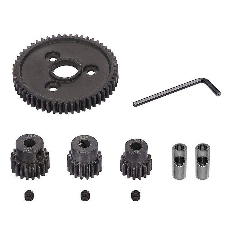 Globact 54T 0.8 32 Pitch Metal Steel 3956 Spur Gear with 15T/17T/19T Pinions Gear Set for Traxxas Slash 4x4 4WD/2WD VXL Rally VXL Stampede 4x4