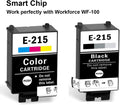 215 Ink Cartridges T215 Remanufactured for WF-100 wf100 Printer, Pigment, 5-Pack: 3 Black, 2 Color