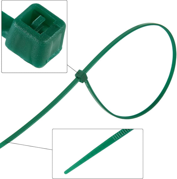 4 inch 3mm Dark Green Nylon Garden Cable Zip Ties Self Locking Cable Ties Twist Ties, Multi-Purpose Cable Tie(100 Pcs) 4 in x 0.118 in