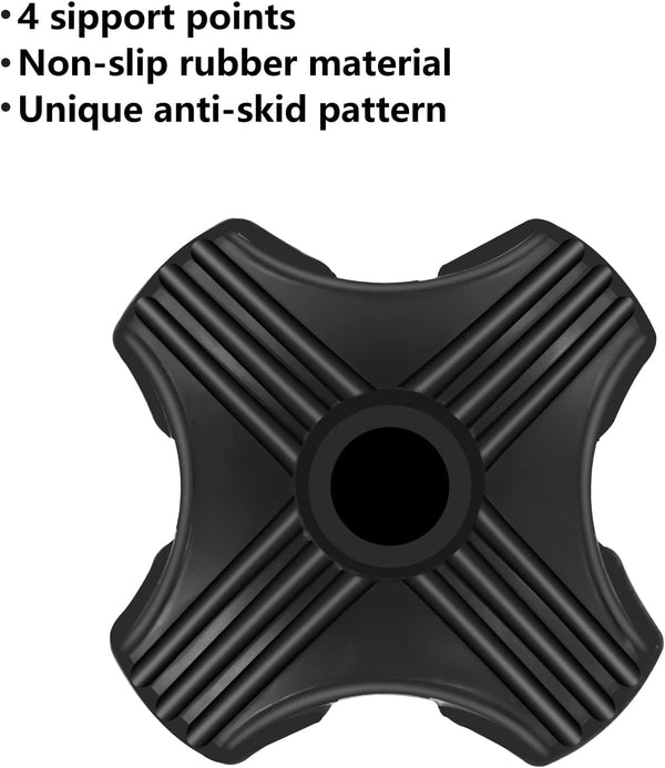 Walking Cane Tip | Self Standing, Quad Replacement for Walking Cane (3/4Inch) | Stable Four Point Anti-Slip Stand for Cane | 4 Prong Rubber Tip