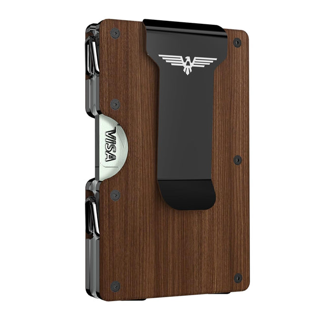 Minimalist Wallet for Men, Metal Wallet with Money Clip, Slim Compact Wallet, RF