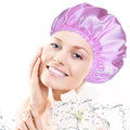 Shower Caps for Women, 4 PCS Reusable Waterproof Bath Cap Solid Color