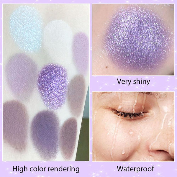 SUAKE Purple Eyeshadow Palette for Eye Makeup,High Pigmented Silver White Tan Grape Brown Color Light Violet Eye Shadow Primers, Matte Shimmer