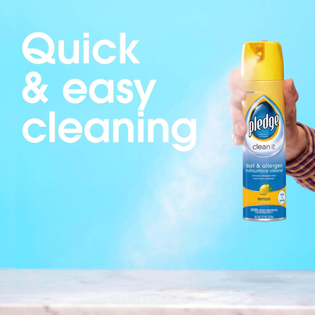 Pledge Dust & Allergen Multisurface Cleaner, Aerosol Spray, Lemon Scent, 9.7oz (Pack of 3) 9.7 Ounce (Pack of 3)