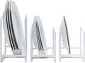 Juvale 3-Piece Plate Organizer - Space-Saving Cabinet Storage & Dish Storage Rack - Plate Stand & Pot Lid Holder - Pack of 3, White, 1 Large & 2 Small