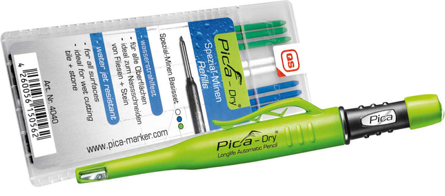 Pica 3030 + 4040 Dry Pen Including Special Lead Base Set, Carpenter'S Pencil, Gr