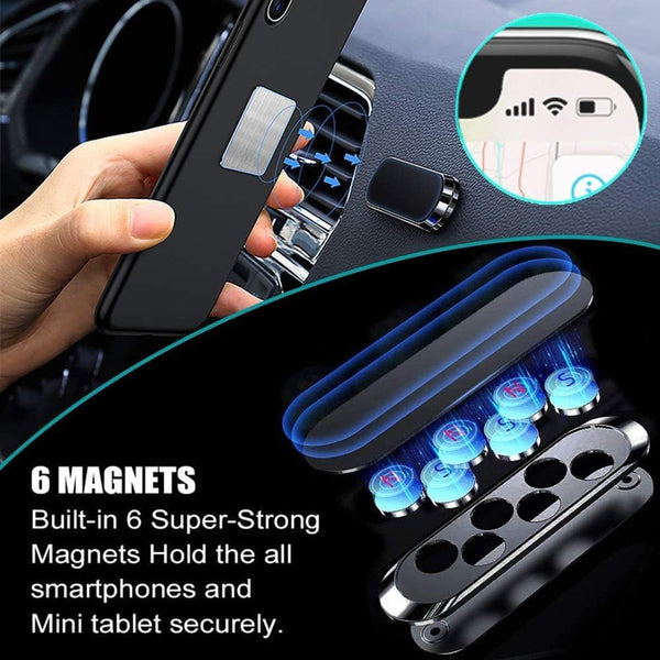 X Flat Magnetic Phone Mounts 3 Pack. Black Cell Phone Holder for Car Dashboard, Wall, Truck. Universal Stick on Ipad Wall Magnet Mount Kit for