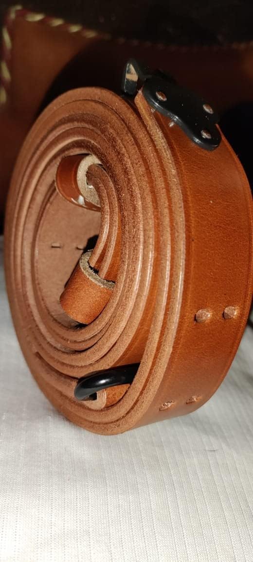 US M1907 Leather Sling WWII M1 Garand Leather Rifle Sling (Leather & Steel Hardware)