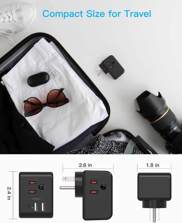 Multi Plug Outlet Extender, Power Strip Non Surge Protector Electric Outlet Splitter with 3 USB Wall Charger (1 USB C), Multiple Outlet Expander