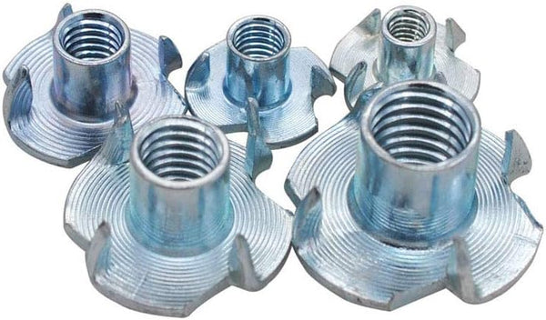 T-Nut 1/4"-20,5/16"-18, 3/8"-16, (100 Pack) 4 Pronged Tee Nut Assortment Kit,for Rock Climbing Holds, Wood, Cabinetry, etc.