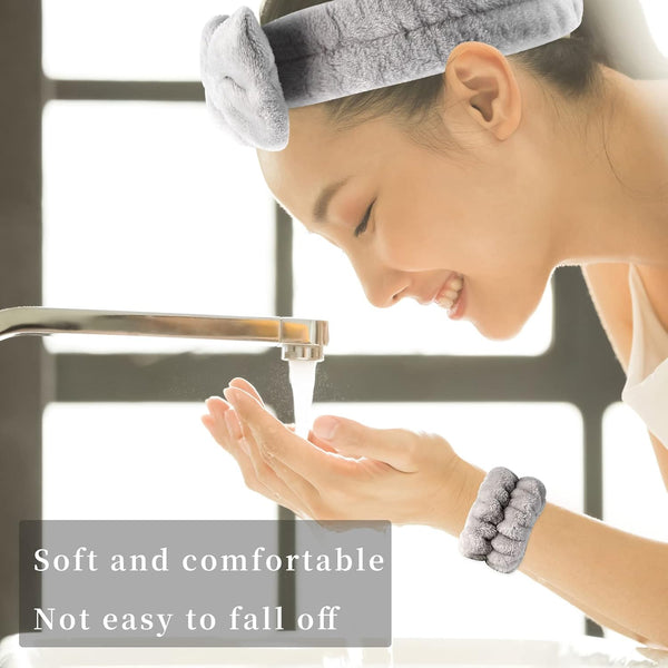 SLNZAPTY 12 PCS Face Wash Headband Wristband Sets for Women and Girls | Soft Microfiber Spa Hair Wraps, Makeup Skincare Bath Headbands, Wrist