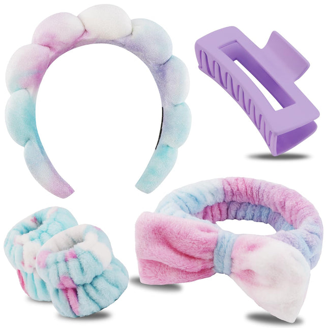 Chanaco Spa Headband, Makeup Headband with Wrist Bands, Hair Accessories for Was
