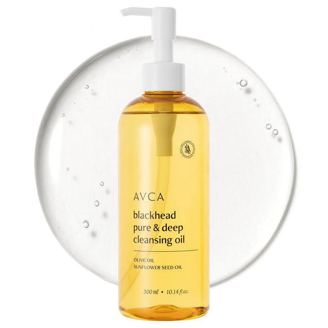 AVCA Korean Blackhead Remover Cleansing Oil 10.14 Fl.Oz.(300Ml) - Oil Cleanser for Face, Makeup Blackhead Remover, Norma
