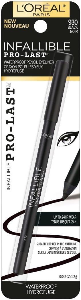 L'Oreal Paris Cosmetics Infallible Pro-Last Waterproof Pencil Eyeliner, Black, 0.042 Ounce,1 Count