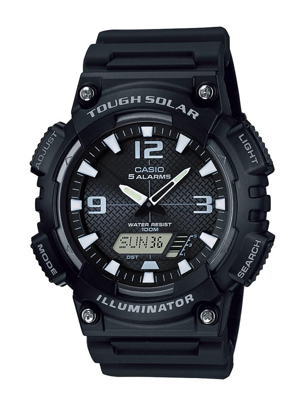 Casio AQS800W Series | Analog Digital Watch | 100M WR | Solar Powered | 1/100 SEC Stop Watch | 6-Language Day of The Week Indicator | Countdown