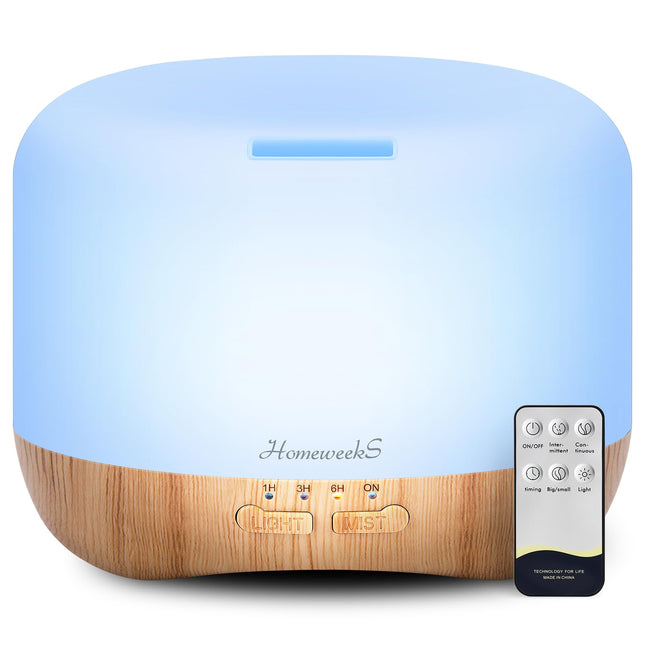 Homeweeks 300Ml Essential Oil Diffuser, Quiet Aromatherapy Mist Diffusers for Es